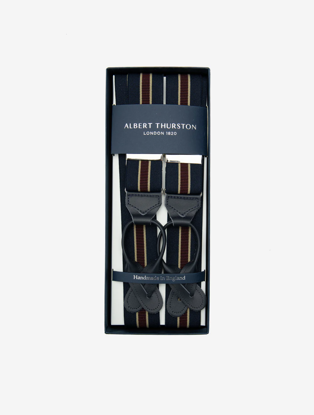 Striped Braces Navy and Burgundy - Image 2