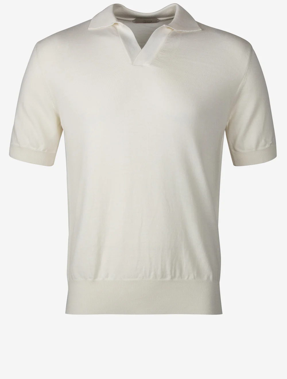 Short Sleeve Buttonless Polo Wool Ivory