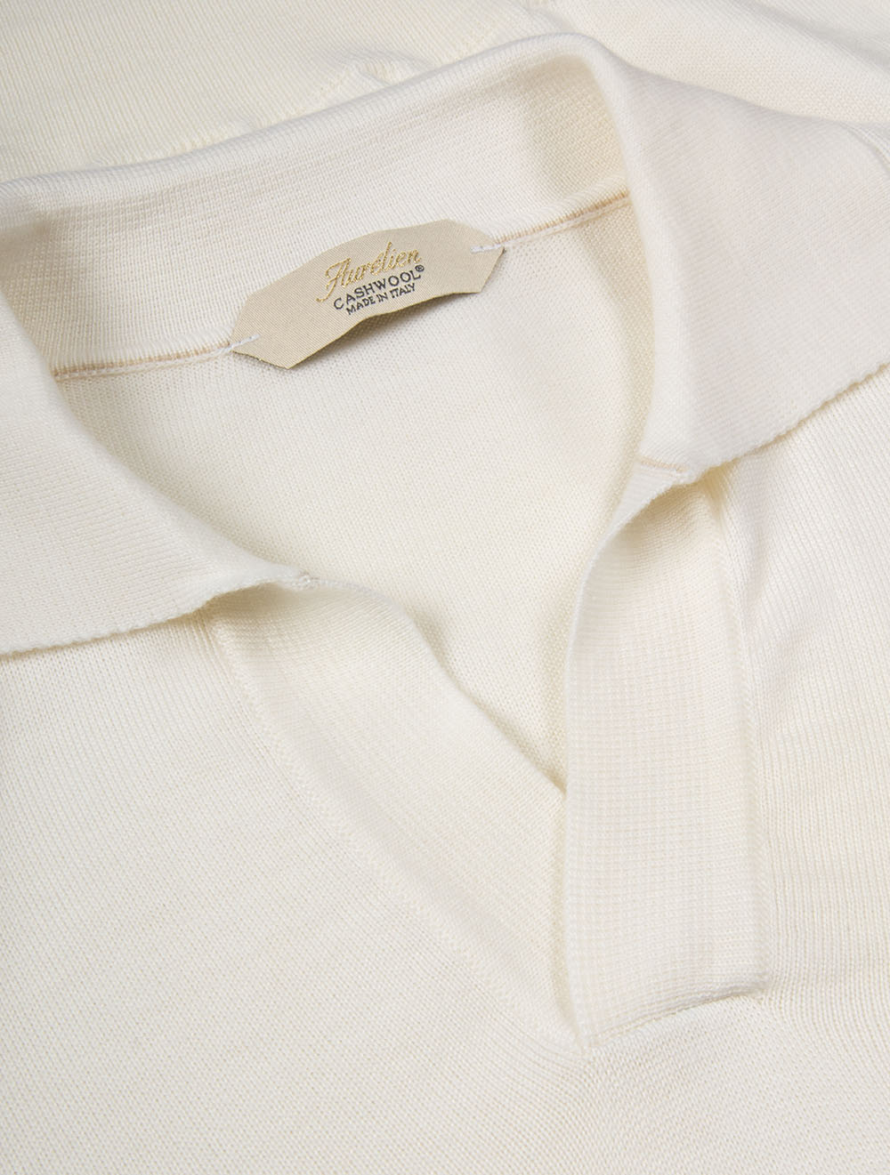 Short Sleeve Buttonless Polo Wool Ivory - Image 6