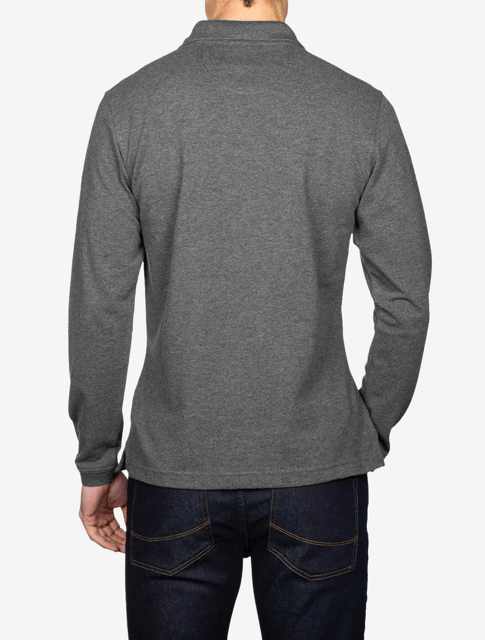 Essential Long Sleeve Sports Polo Slate Marl - Image 3
