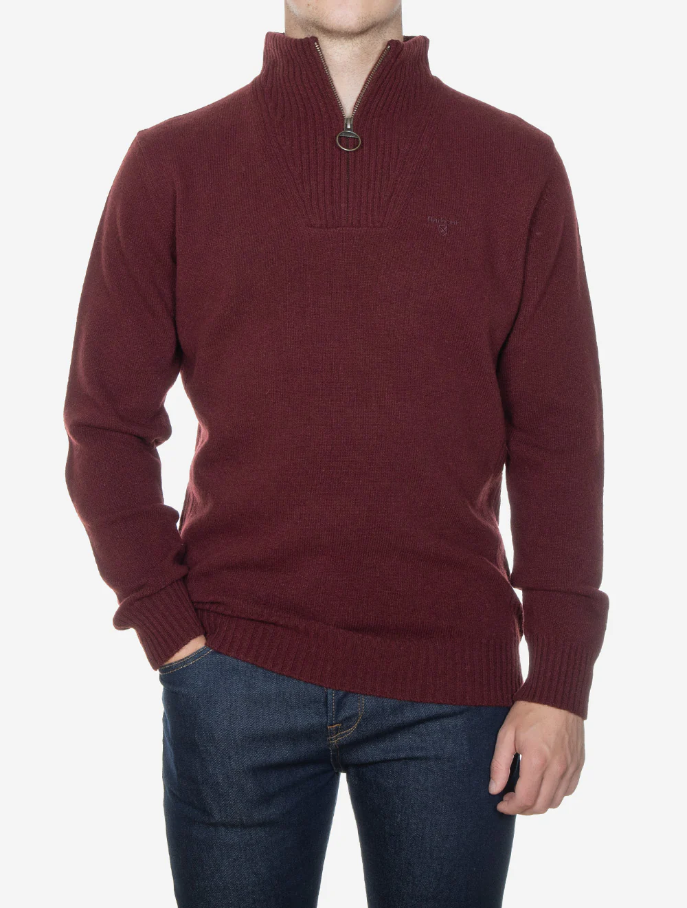 Essential Lambswool Half Zip Sweater Ruby - Image 2