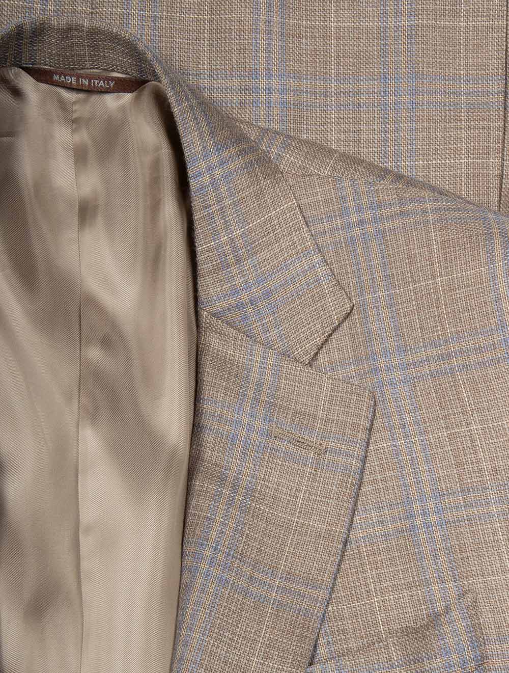 Silk and Cashmere Check Jacket Beige - Image 2