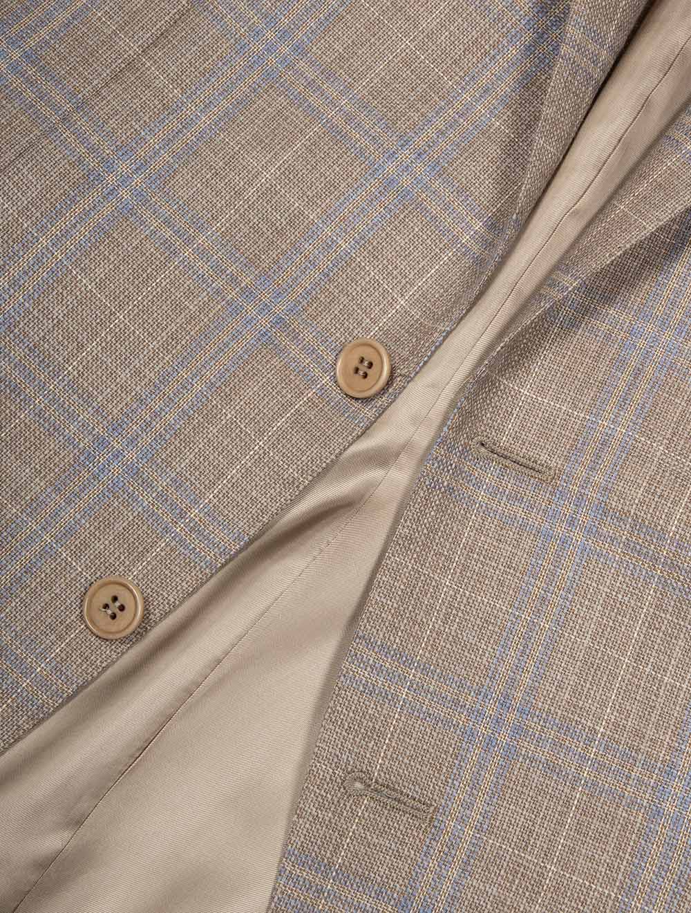 Silk and Cashmere Check Jacket Beige - Image 3