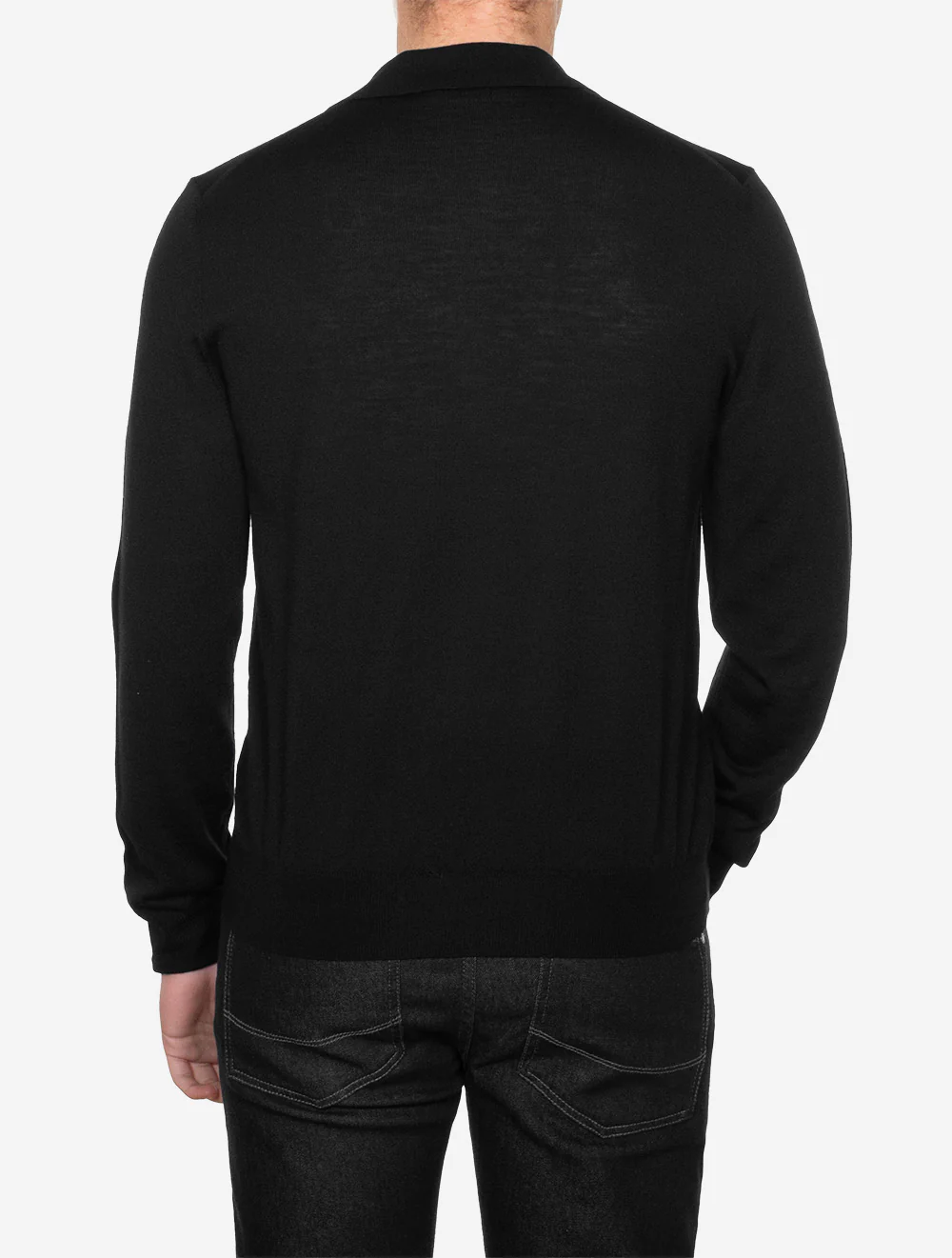 Canali Long Sleeve Polo Knit Black - Image 3