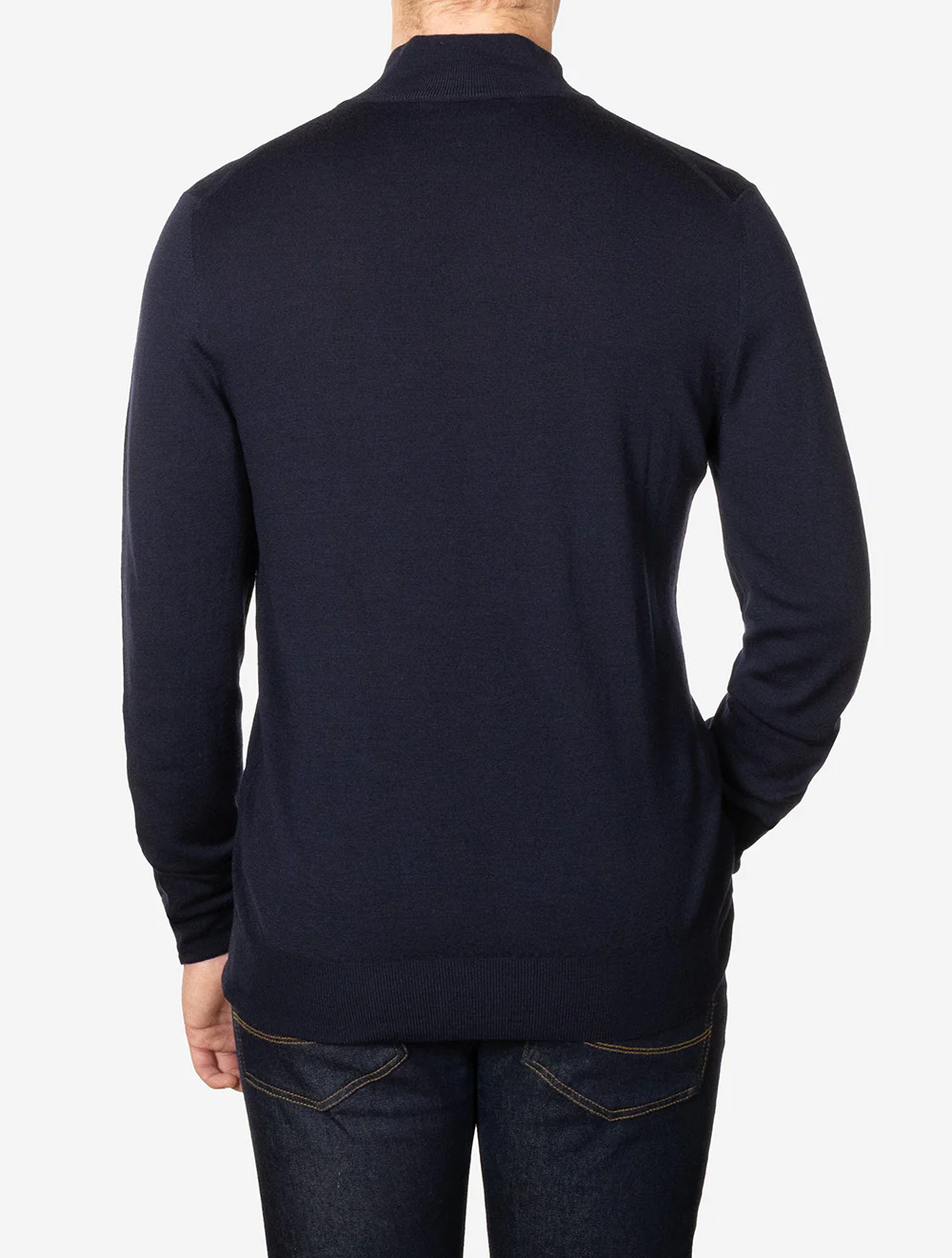 Canali Pure Wool Half Zip Navy - Image 3