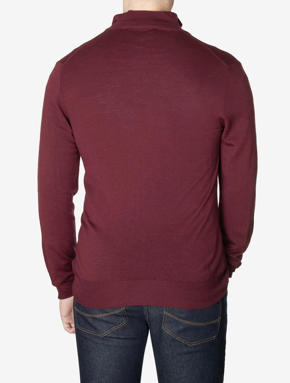 Pure Wool Half Zip Knit Wine - Image 3