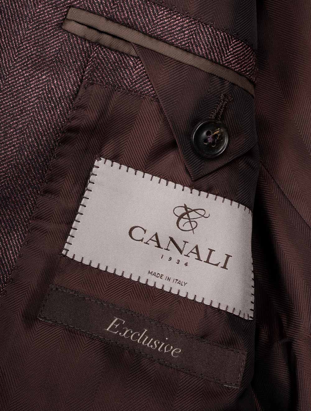 Silk & Cashmere Herringbone Jacket Wine - Image 3