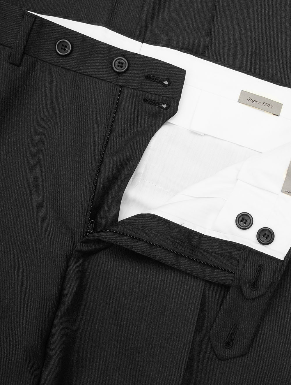 Super 150 Exclusive Wool Trousers Charcoal - Image 6