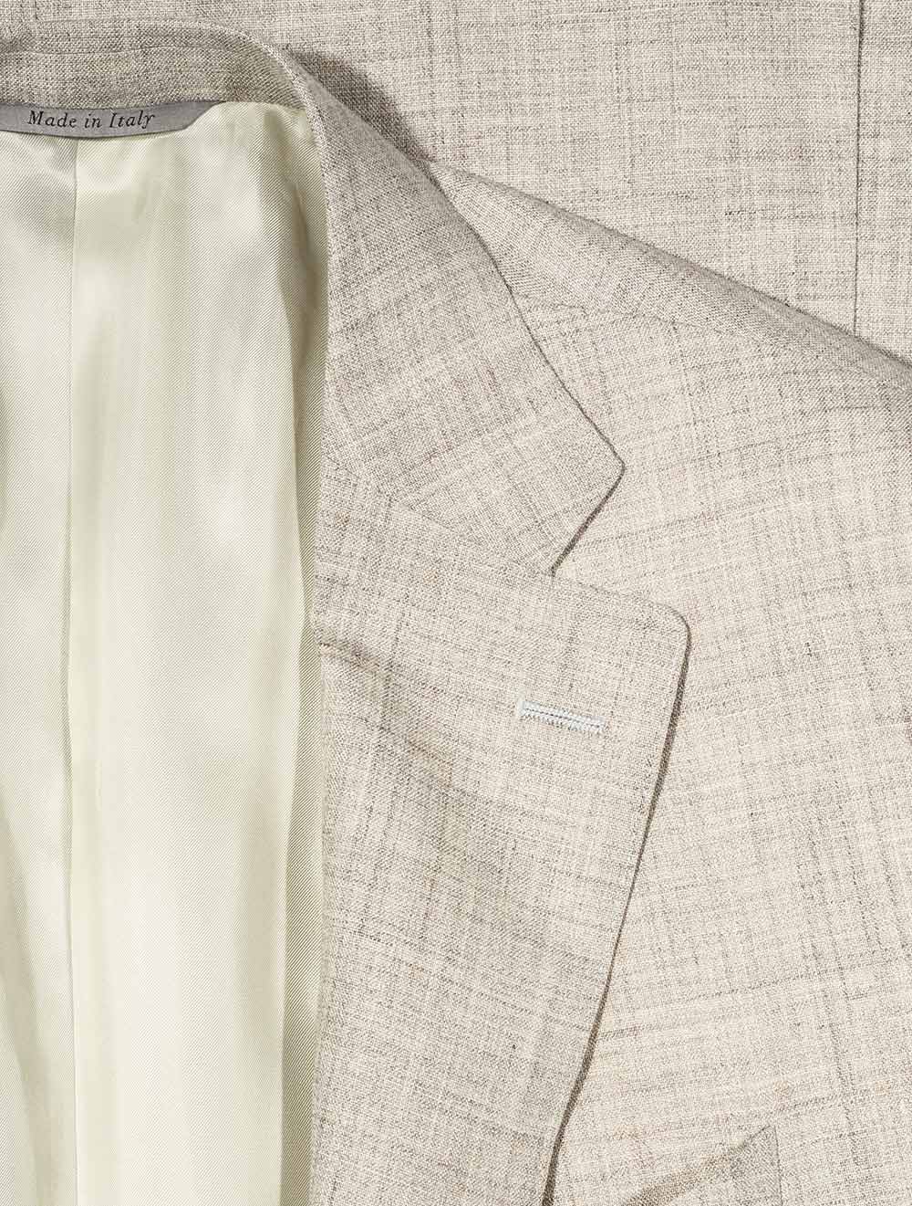 Unlined Wool Silk Linen Suit Beige - Image 4