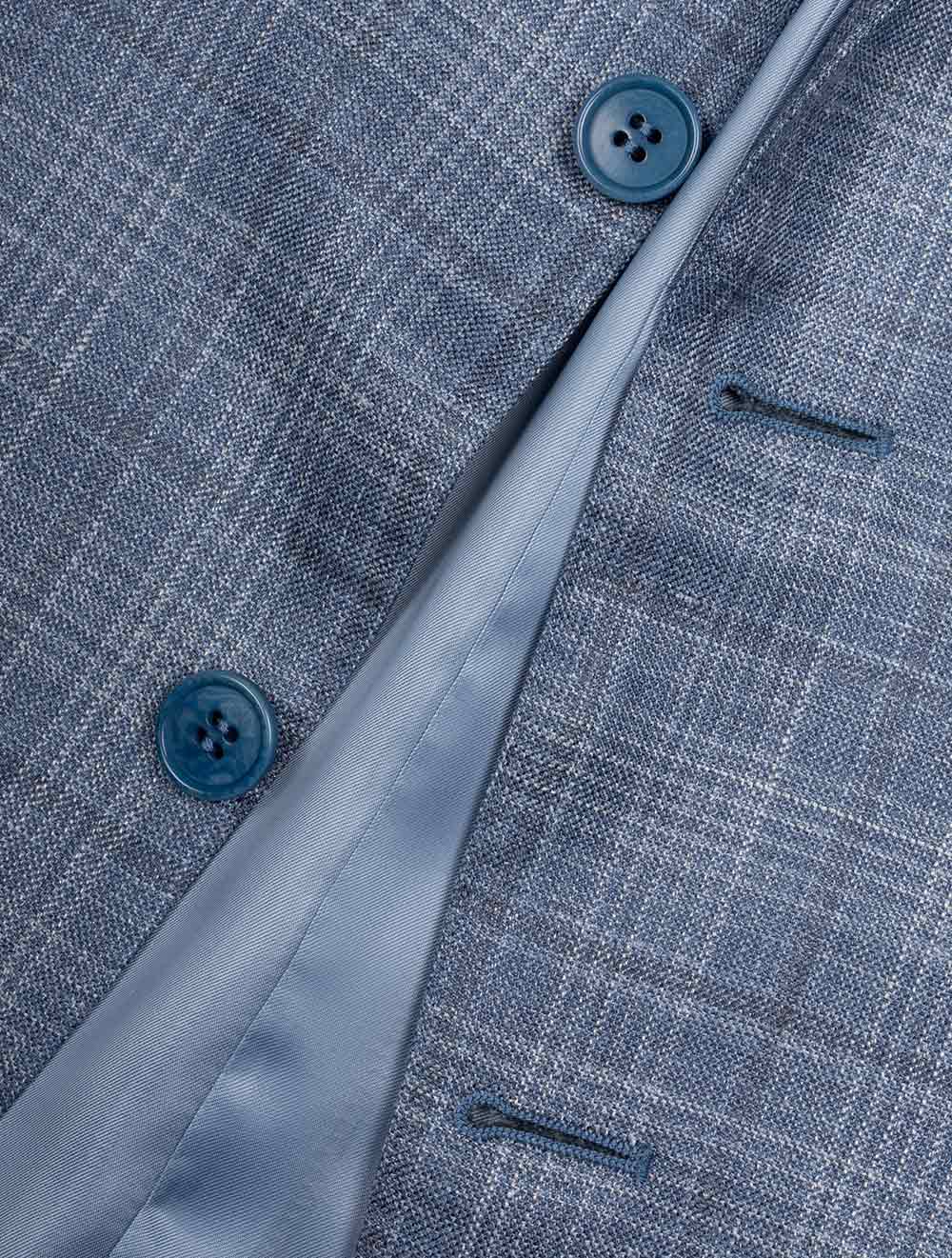 Wool Silk And Linen Check Jacket Clear Blue - Image 6
