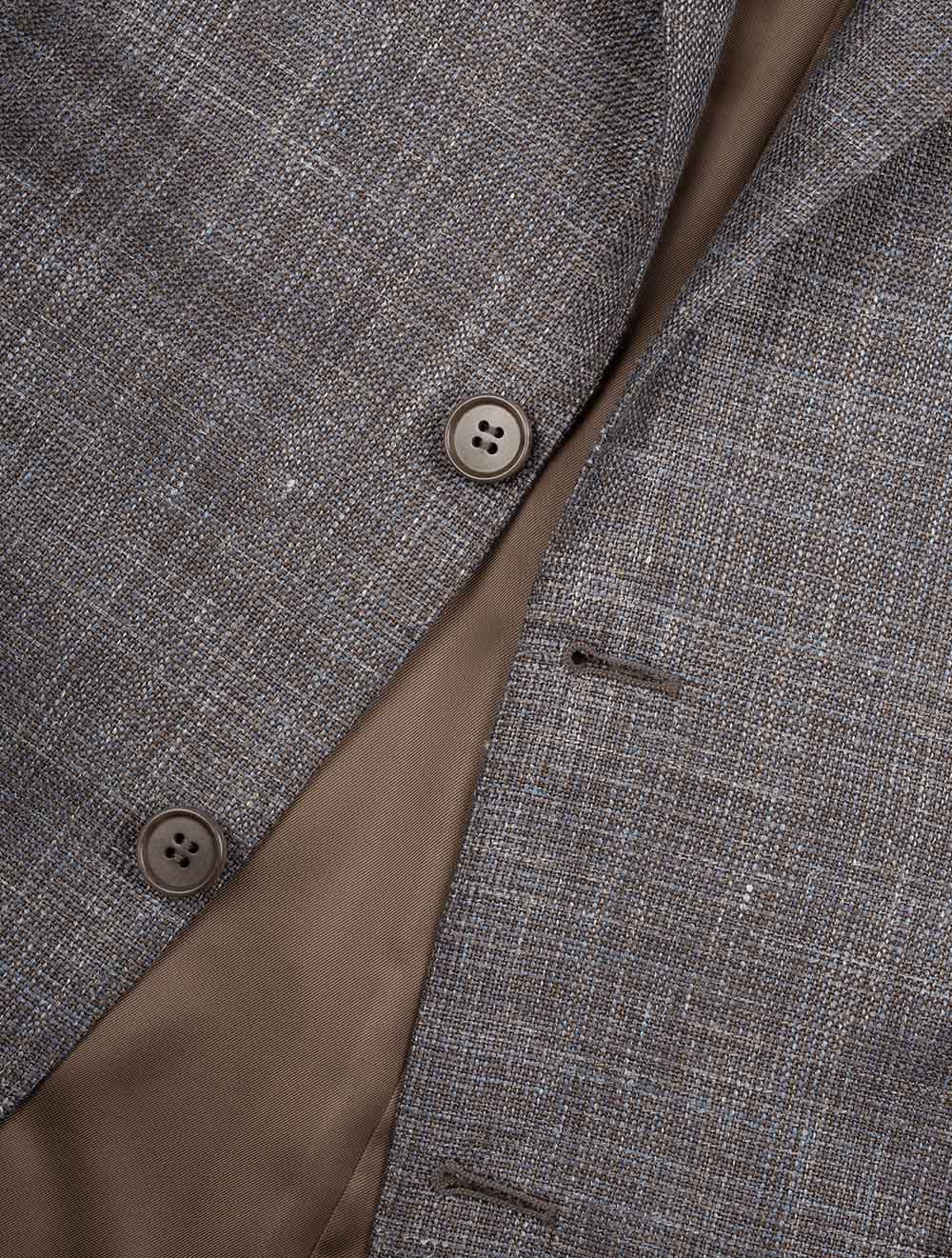 Wool Silk Linen Jacket Taupe - Image 4