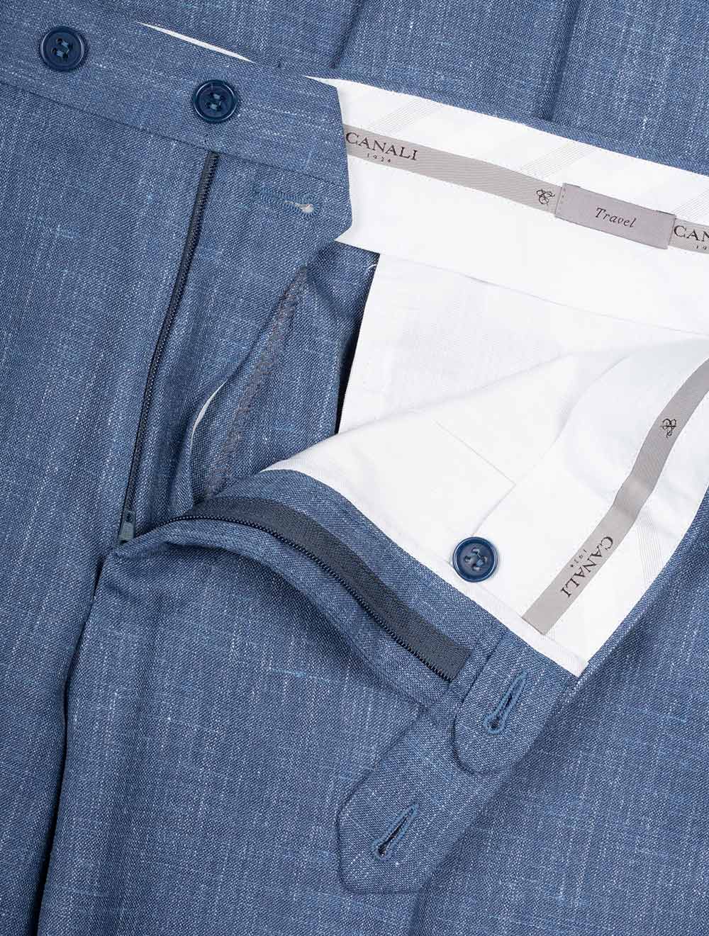Wool Silk Linen Trouser Blue - Image 6