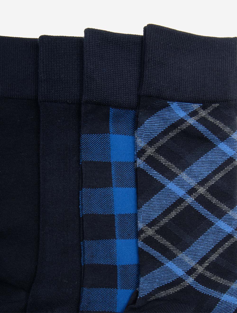 Check and Solid Socks 4-Pack Gift Box Marine - Image 4