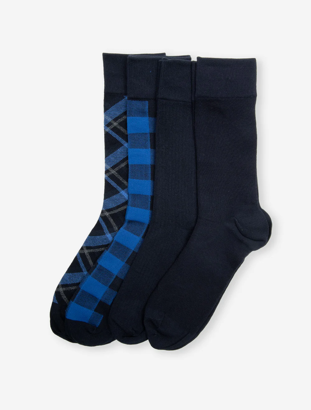 Check and Solid Socks 4-Pack Gift Box Marine - Image 5