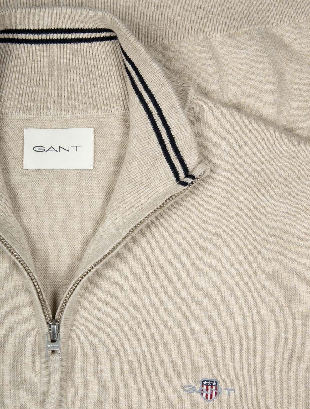 Classic Cotton Half Zip Oat Melange - Image 2