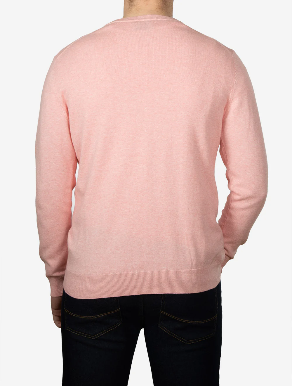 Classic Cotton V-Neck Knit California Pink Melange - Image 3