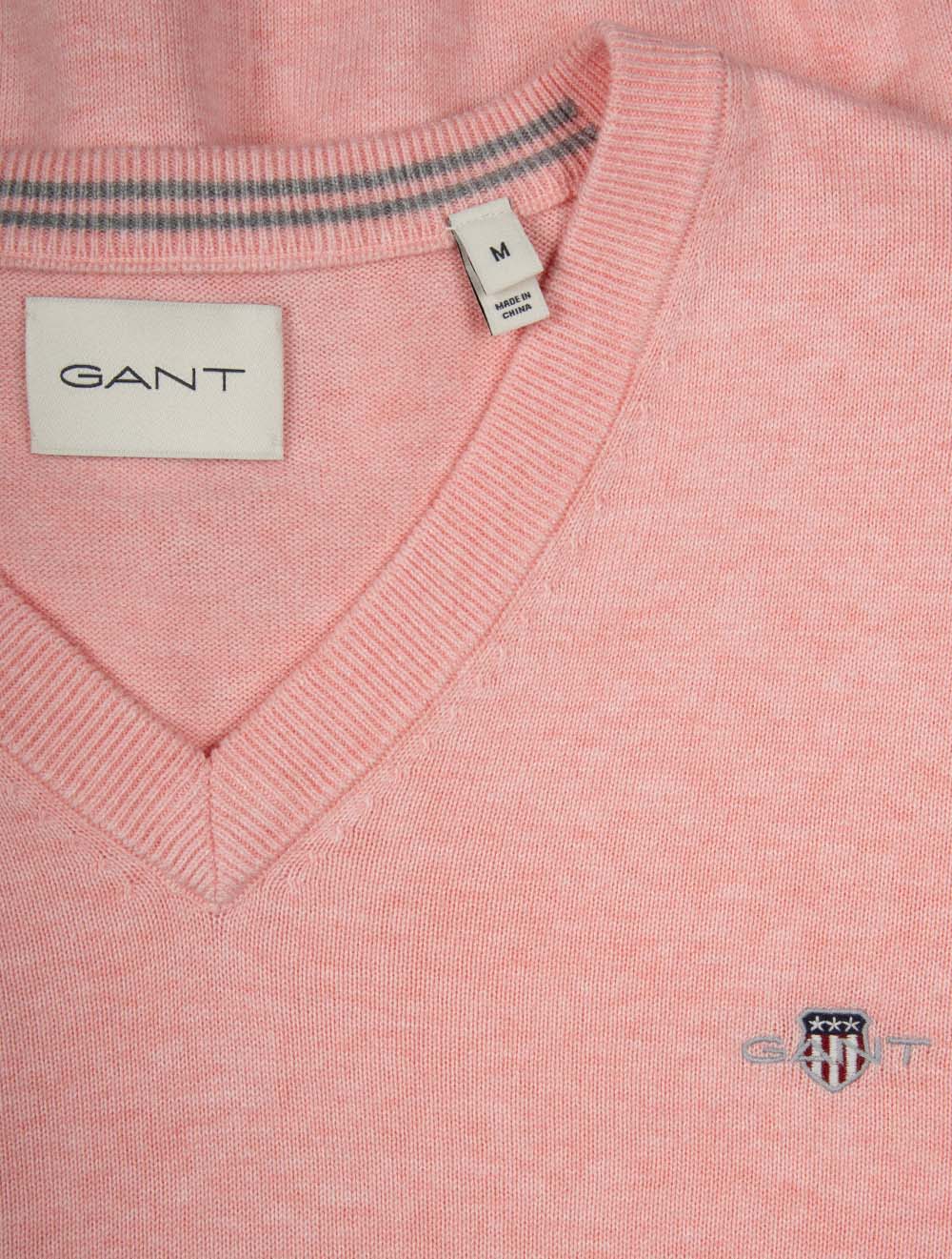 Classic Cotton V-Neck Knit California Pink Melange - Image 4