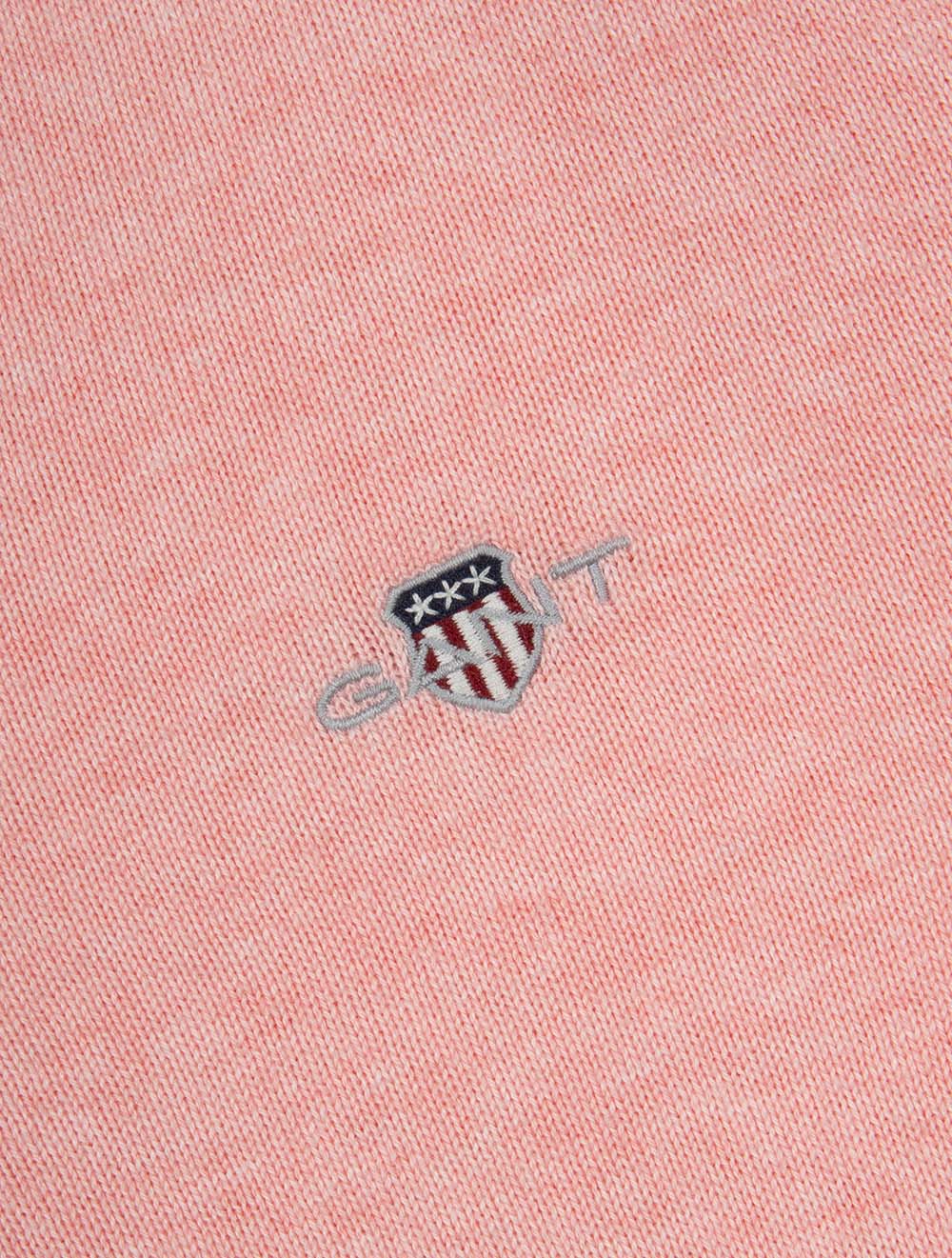 Classic Cotton V-Neck Knit California Pink Melange - Image 5