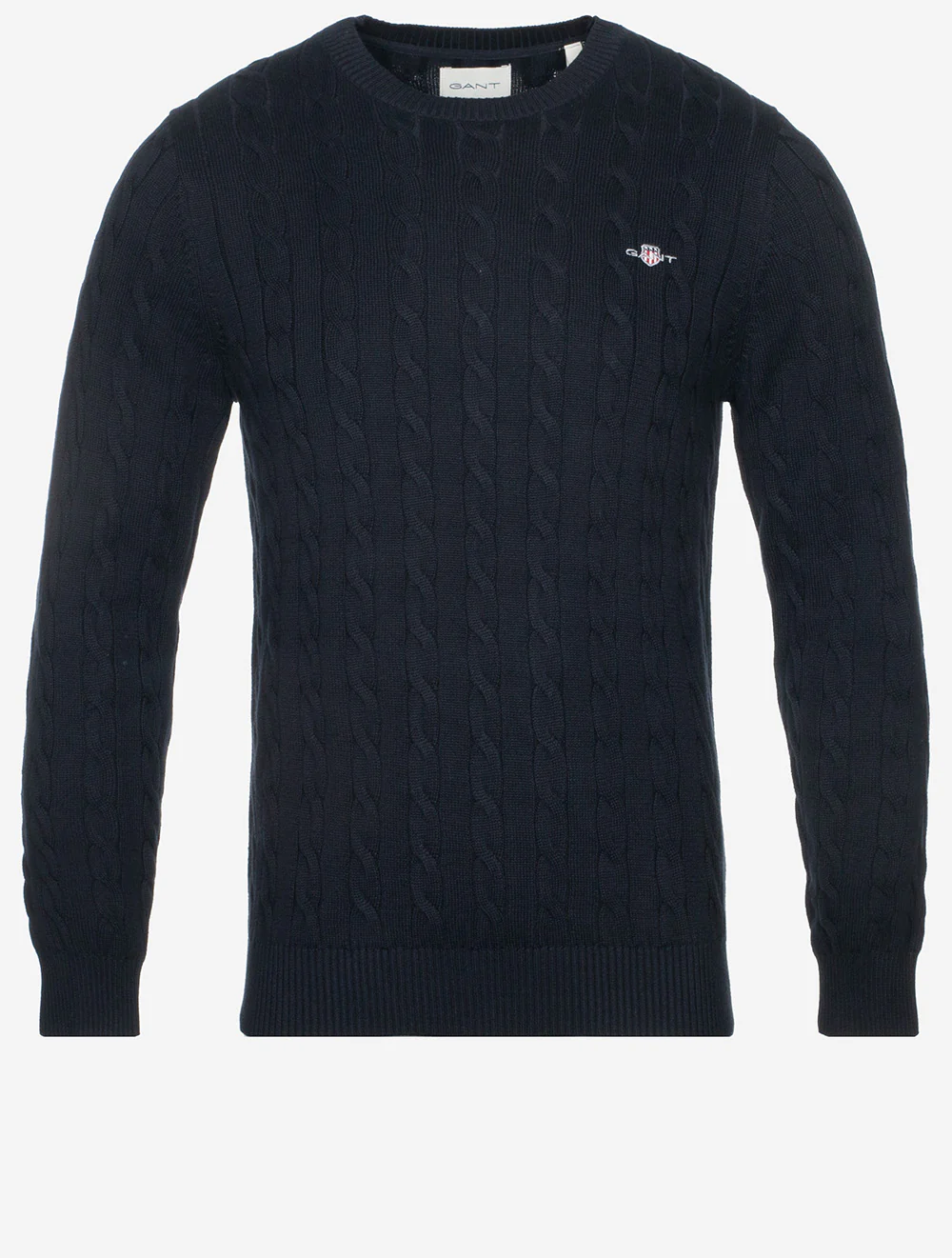 Cotton Cable Crew Neck Sweater Evening Blue