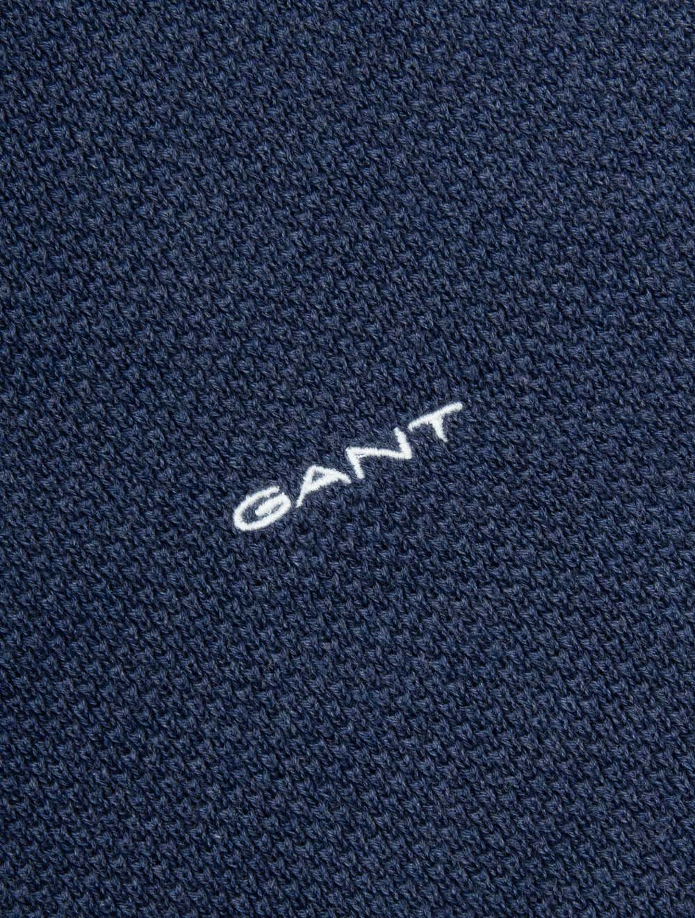 Cotton Piqué Half-Zip Sweater Marine Melange - Image 5