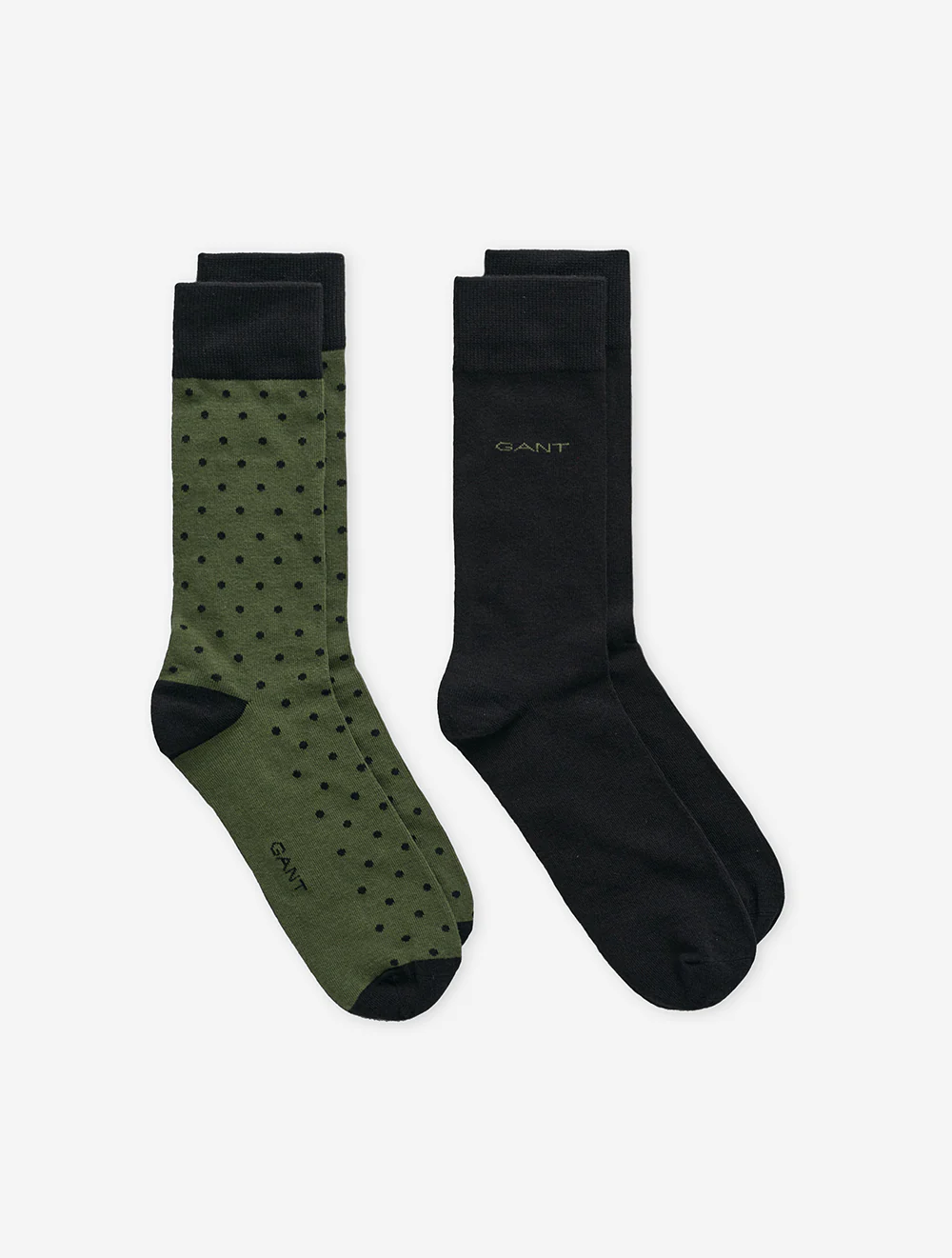 Dot and Solid Socks 2 Pack Pine Green