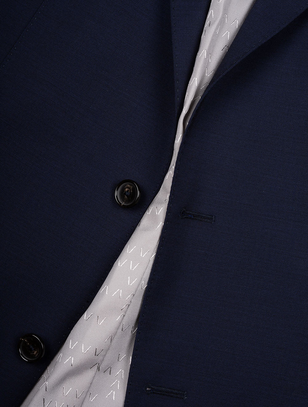 Plain Virgin Wool Suit Navy - Image 4
