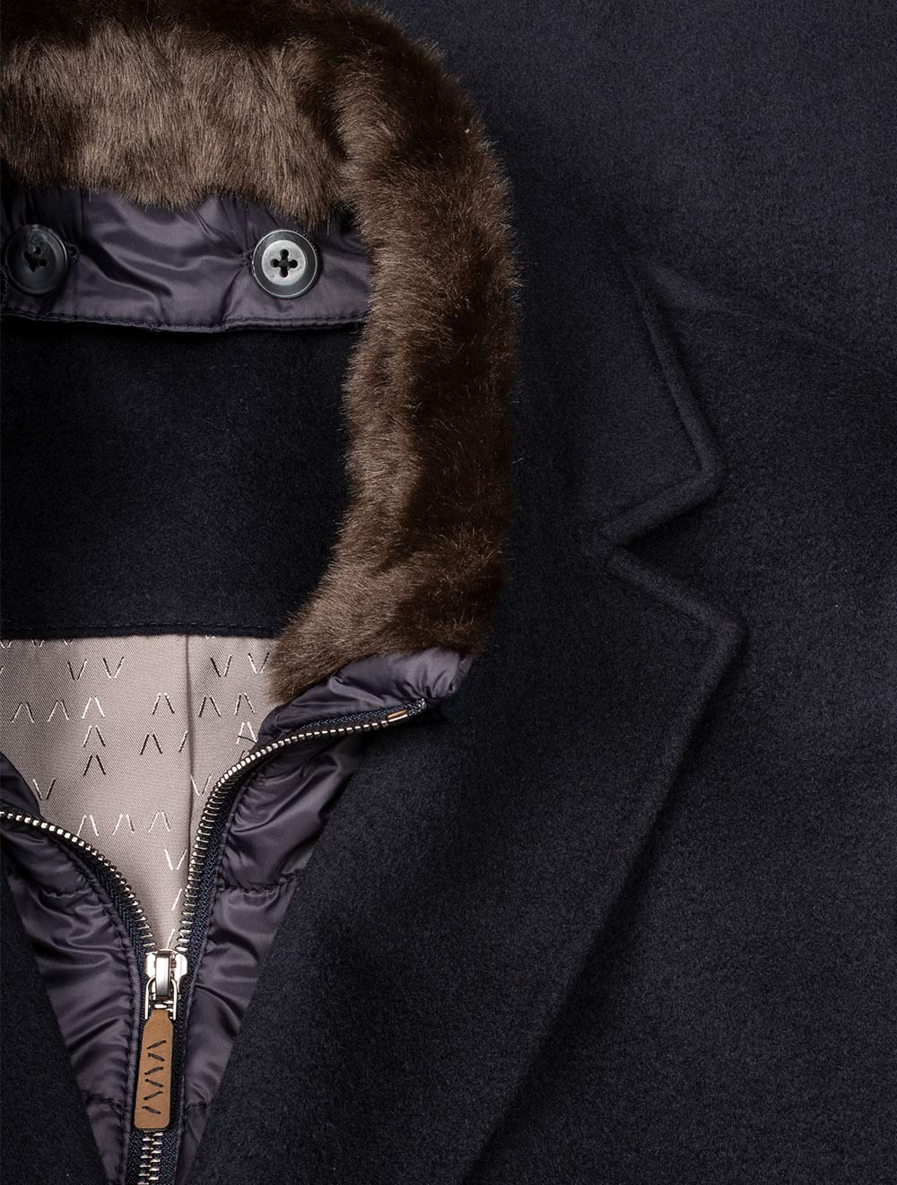 Rick Coat With Fur Collar And Insert Navy - Image 4