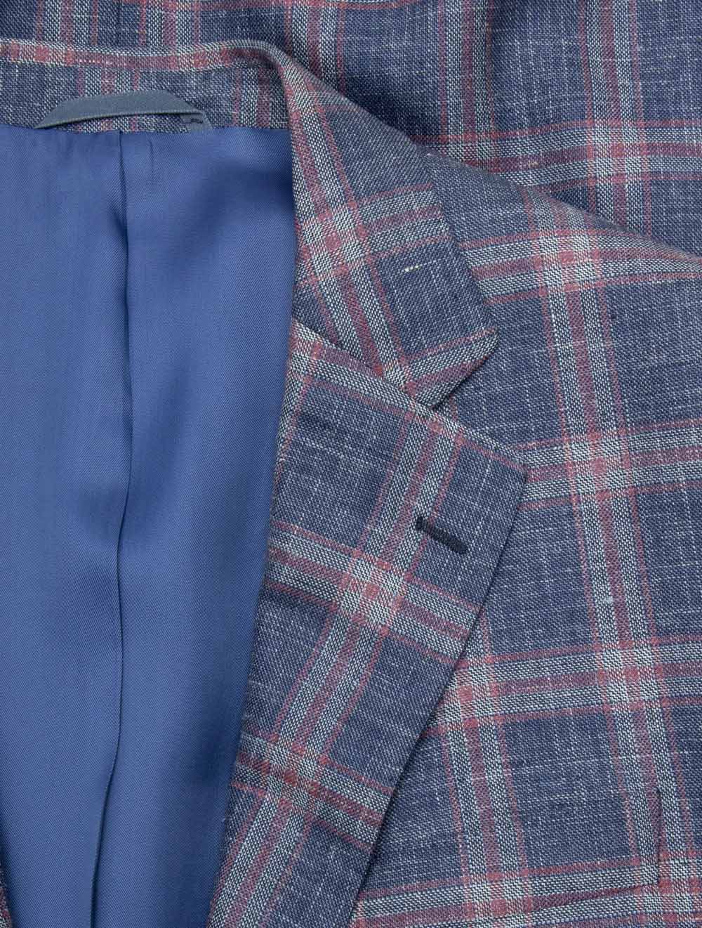 Check Silk Blend Jacket Blue - Image 2