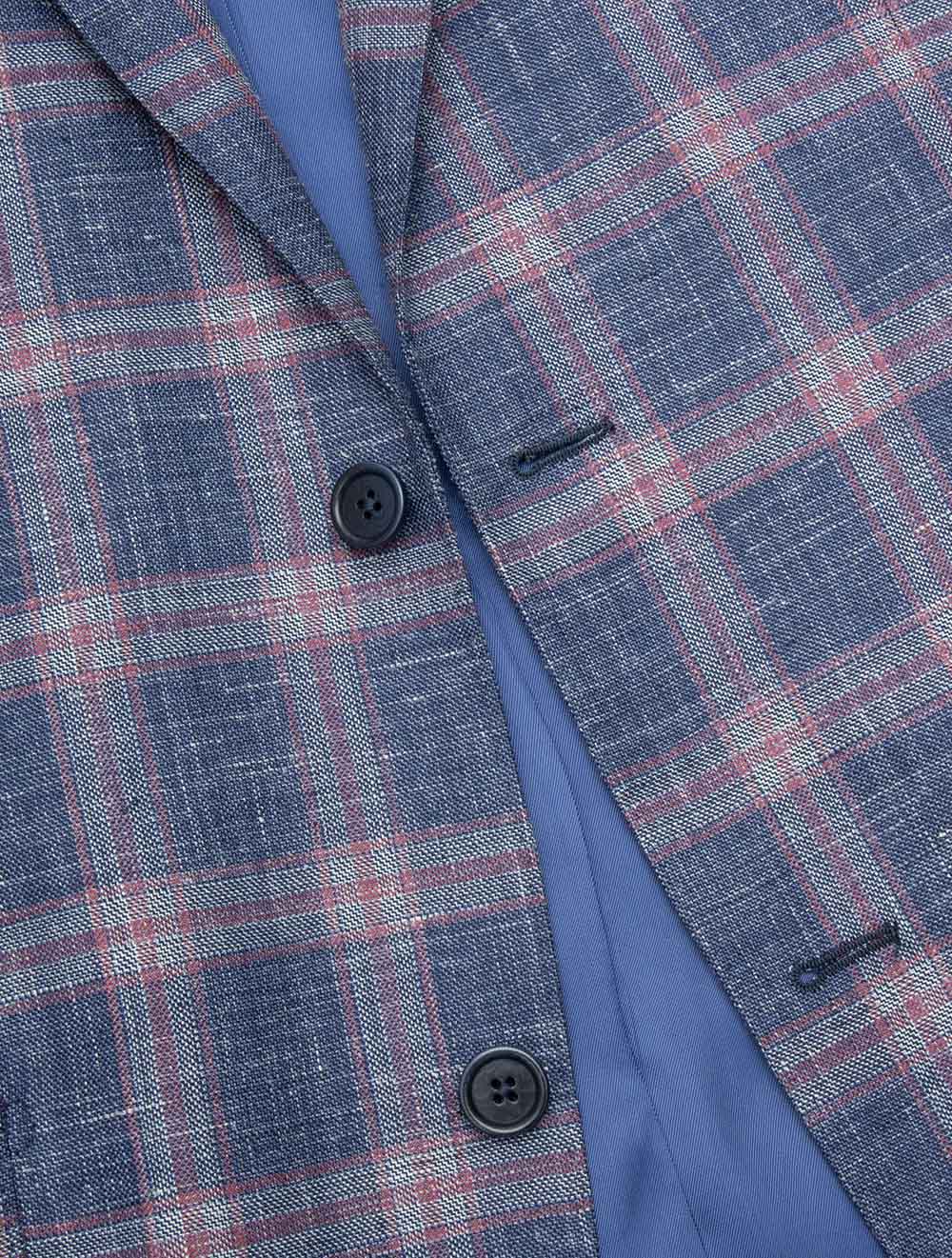 Check Silk Blend Jacket Blue - Image 3