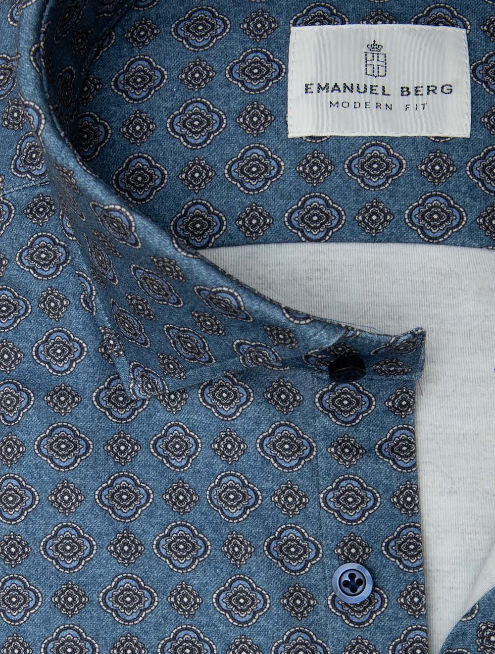 Floral Pattern Jersey Shirt Blue - Image 2