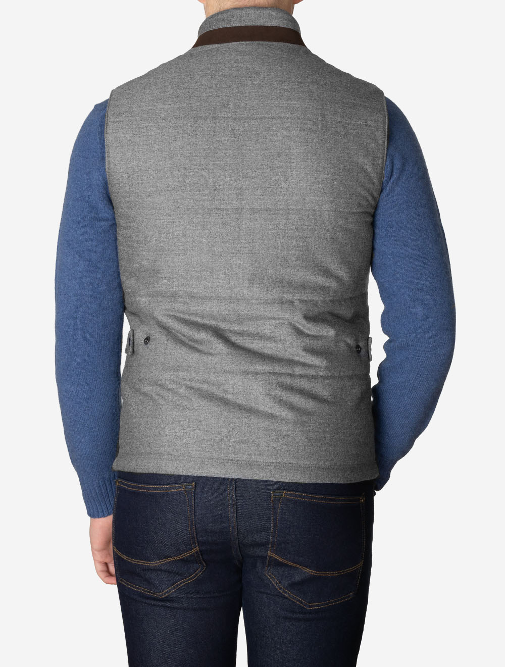 Suede Trim Vest Grey - Image 3