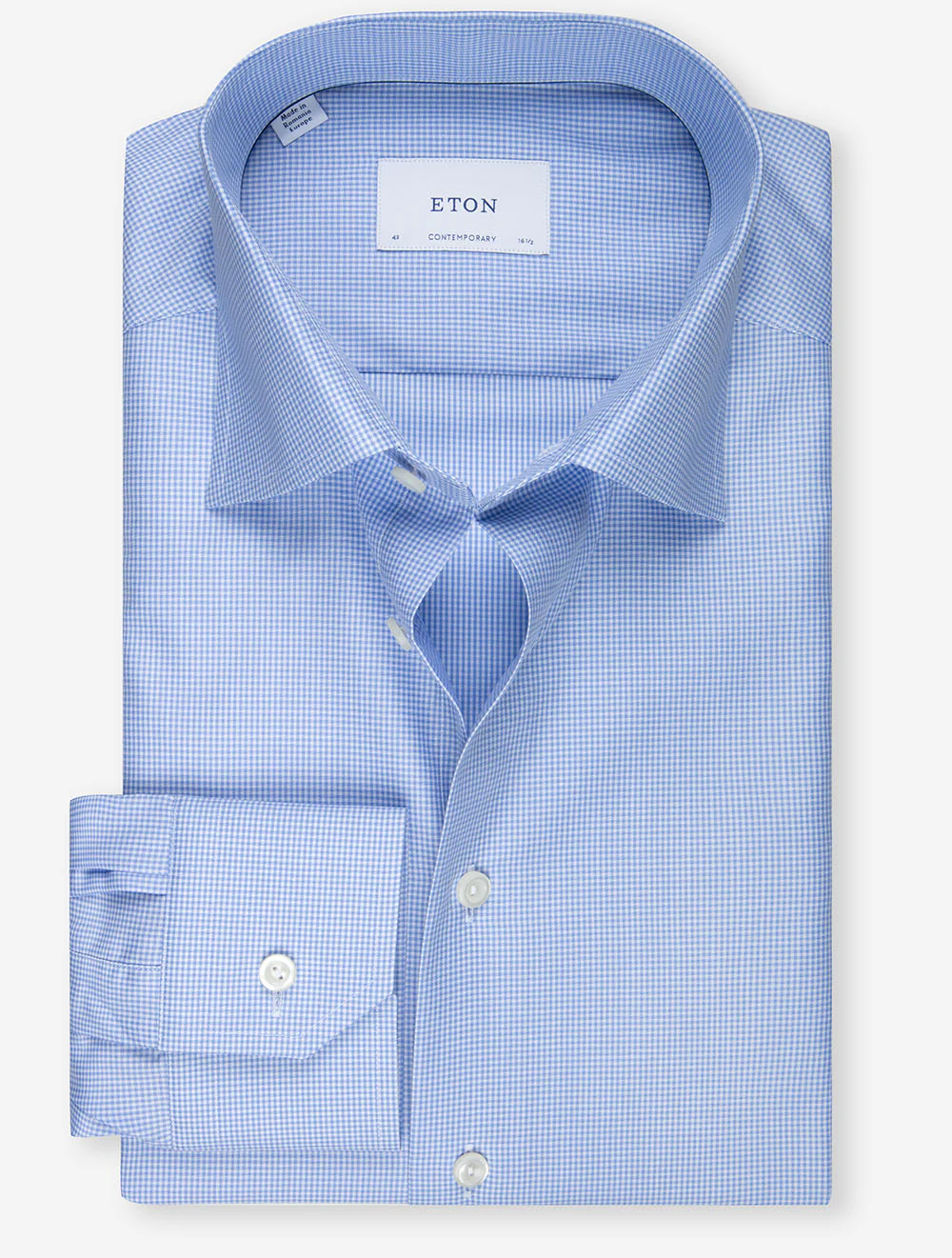 Contemporary Fit Fine Check Signature Shirt Blue