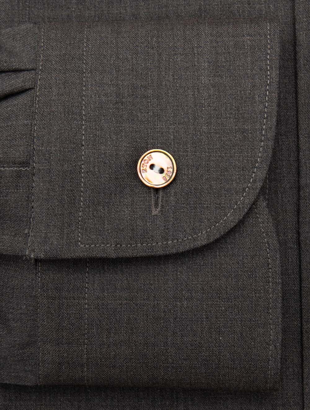 Contemporary Fit Plain Merino Wool Shirt Dark Brown - Image 4