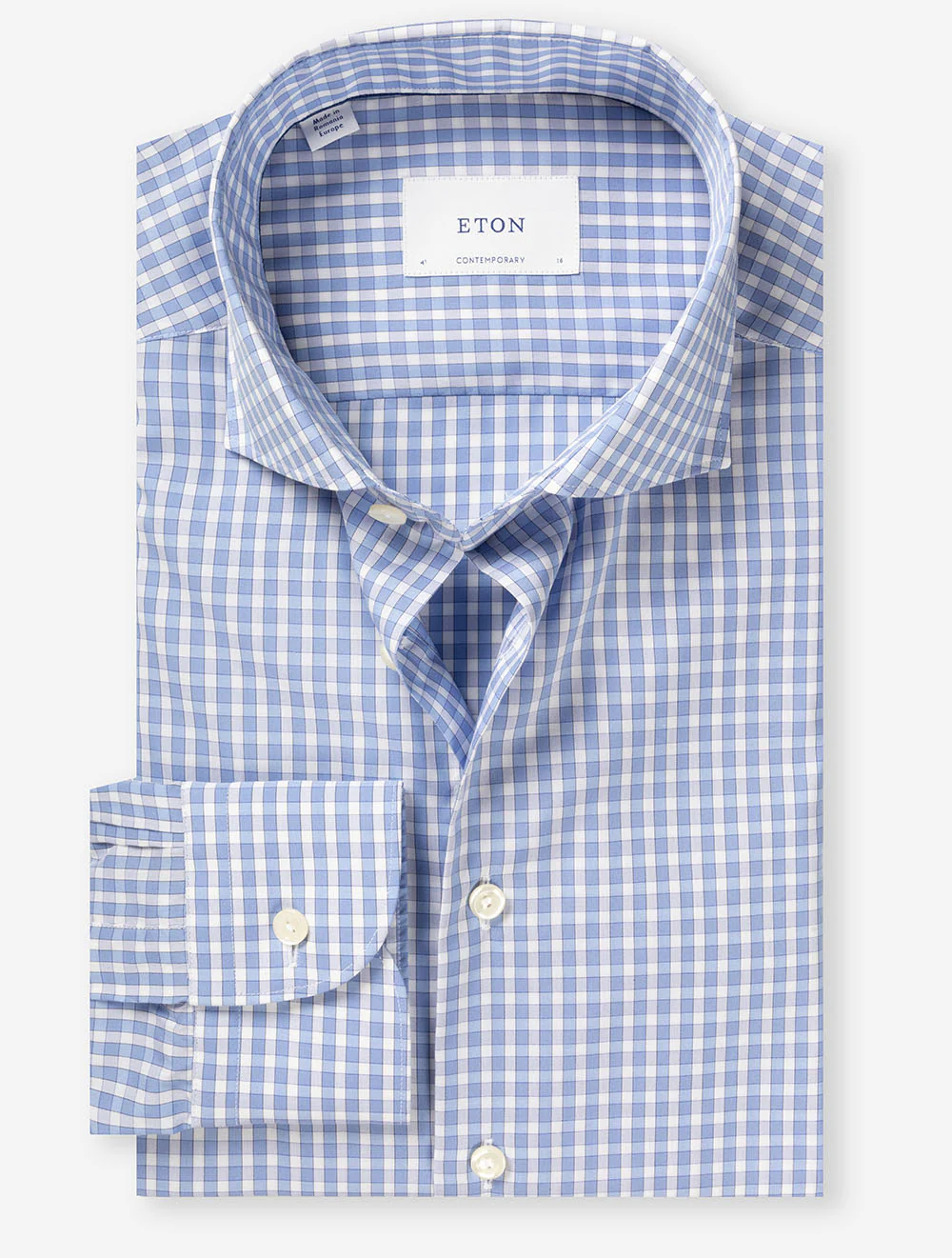 Contemporary Check Poplin Shirt White