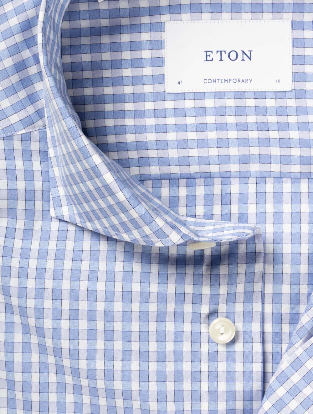 Contemporary Check Poplin Shirt White - Image 2