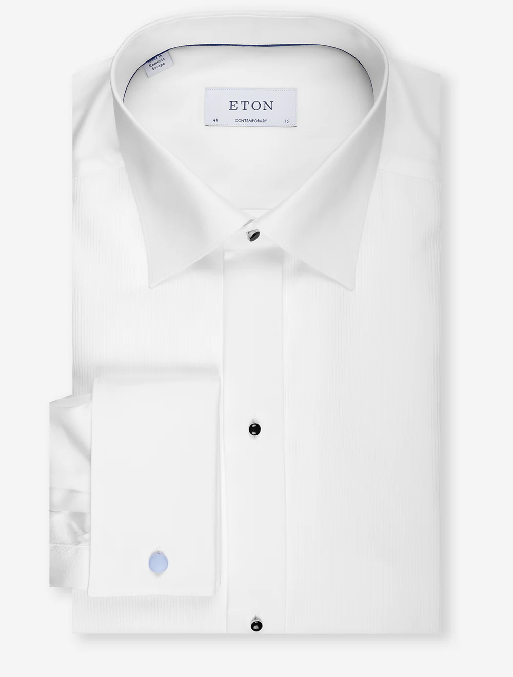 Contemporary Fit Fine Plisse Bib Dress Shirt White