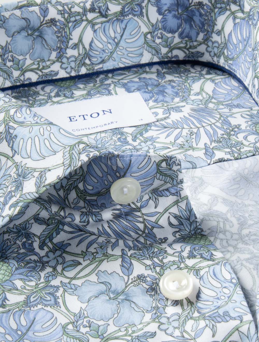 Contemporary Floral Pattern Shirt Blue - Image 3