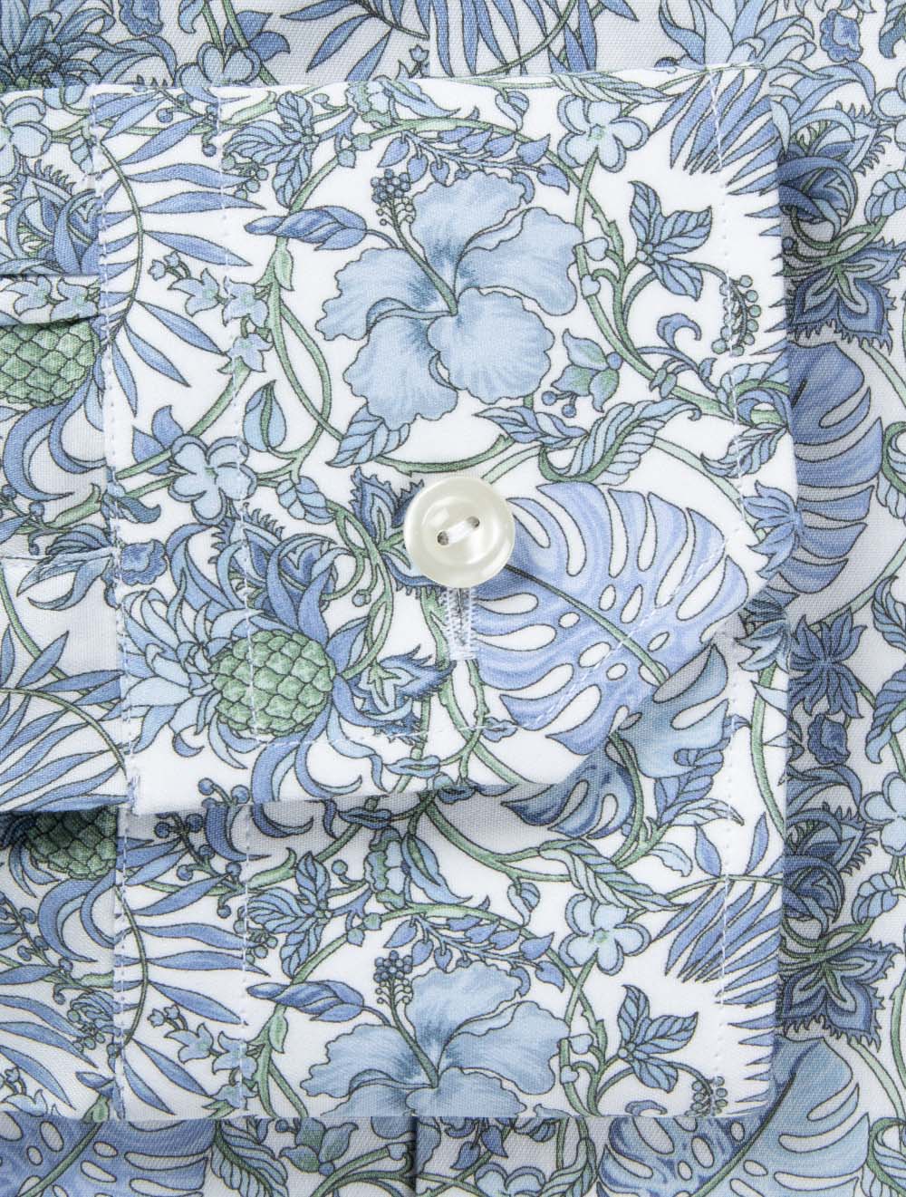 Contemporary Floral Pattern Shirt Blue - Image 4