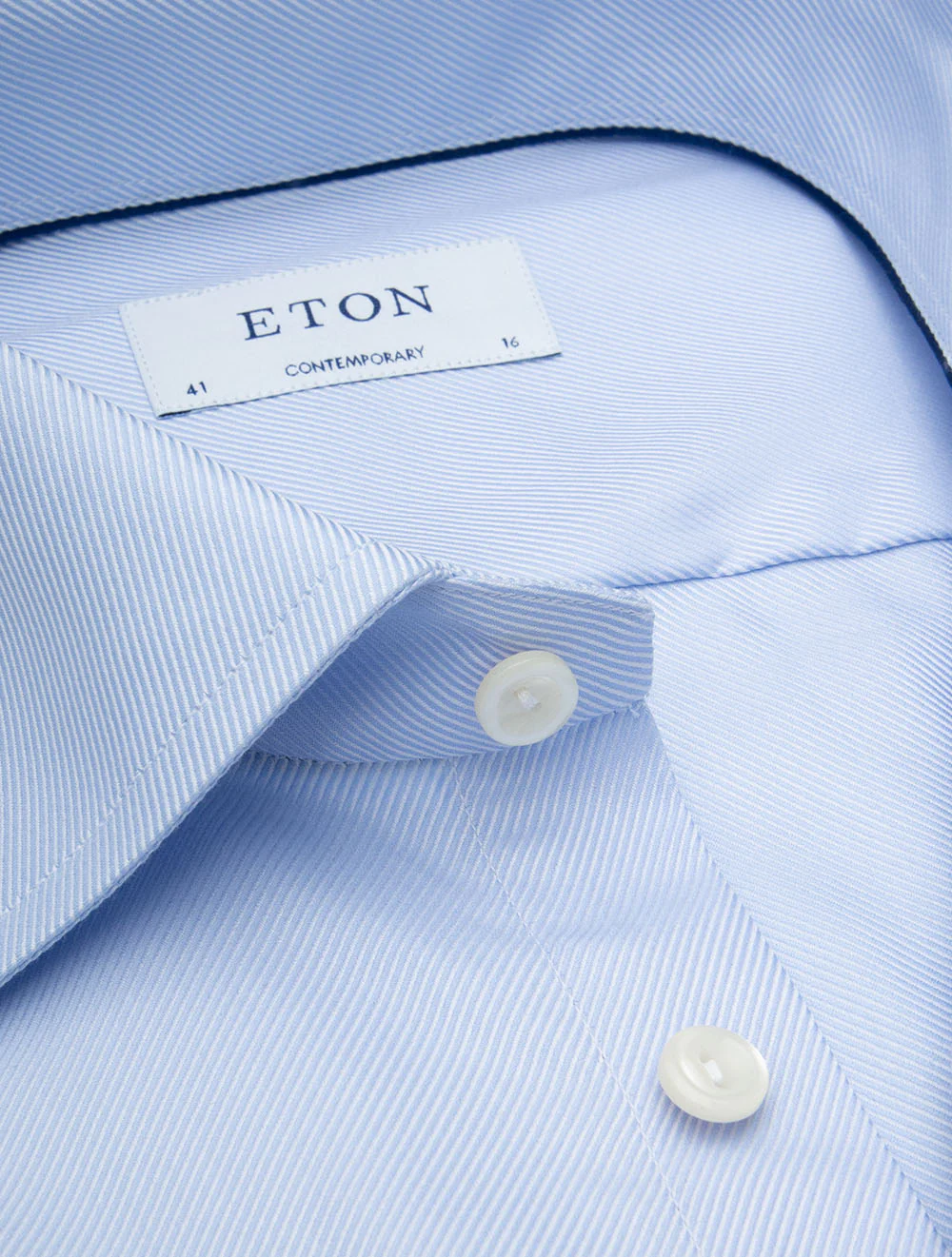 Contemporary Fit Texture Cotton Twill Shirt Blue - Image 3