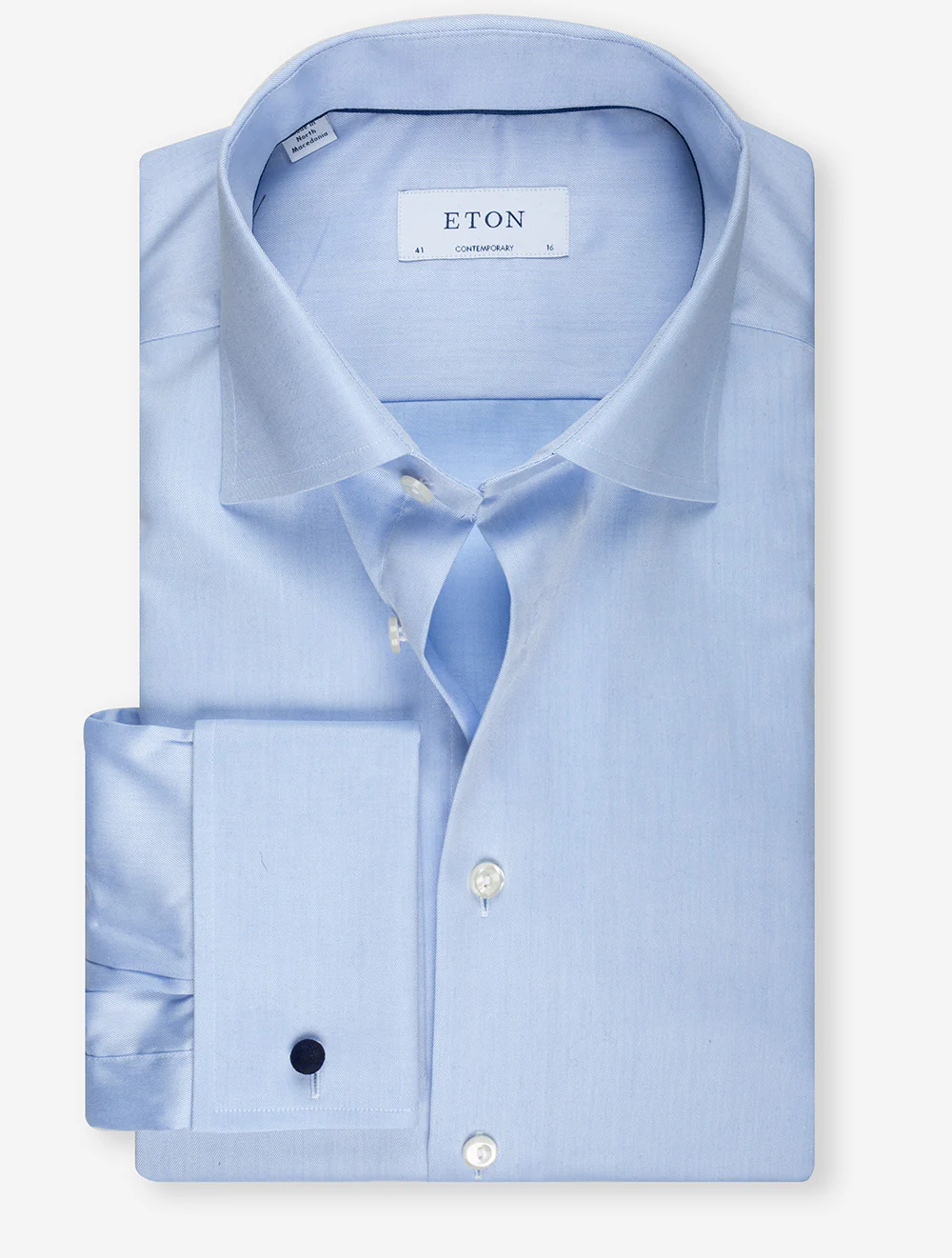 Contemporary Fit Double Cuff Plain Shirt Blue