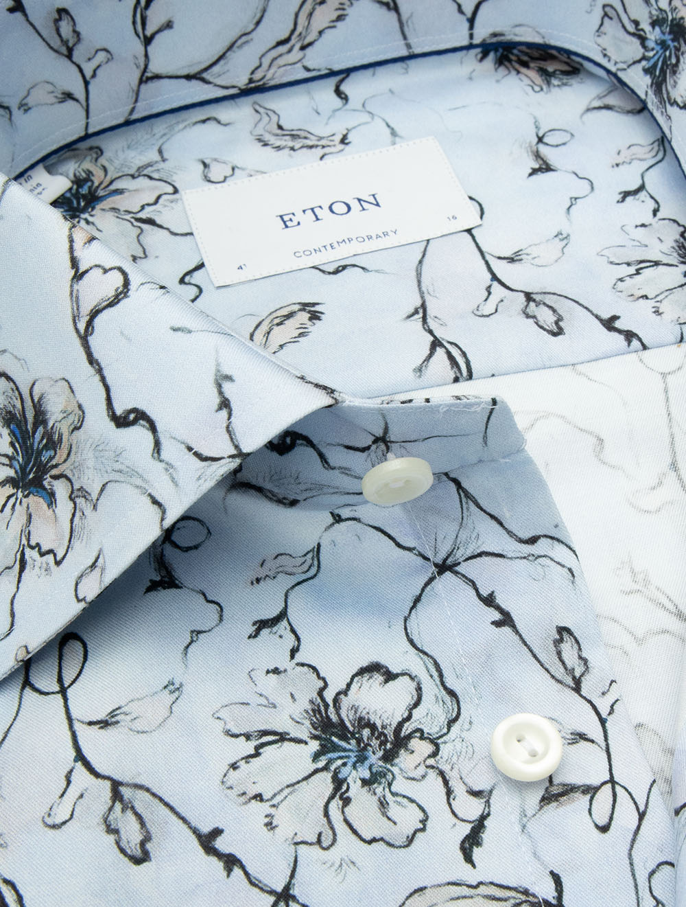 Contemporary Fit Floral Signature Twill Shirt Blue - Image 2