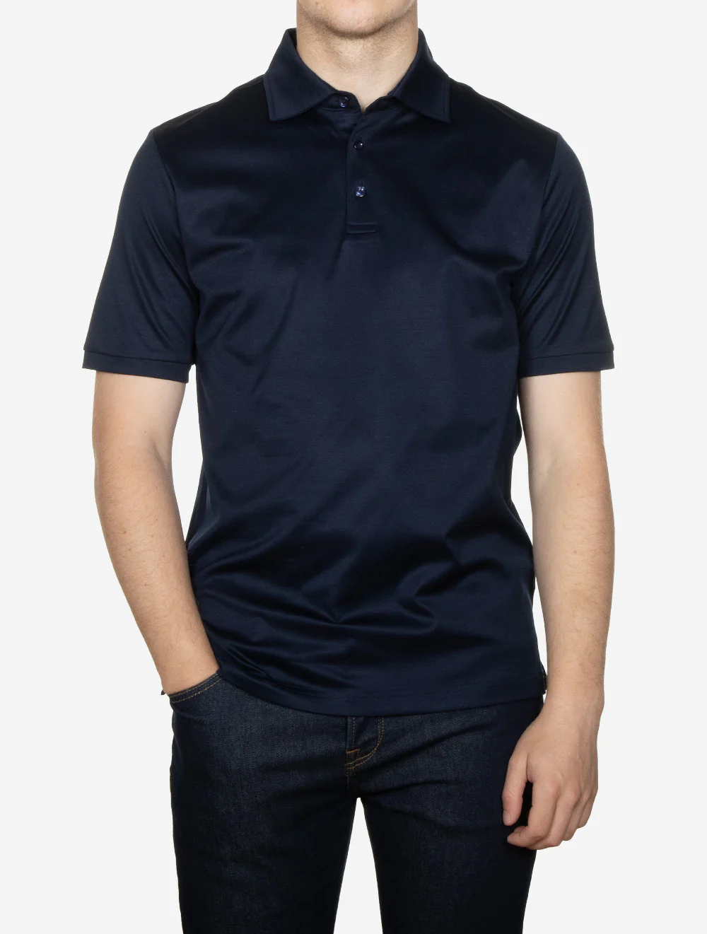 Jersey Polo Shirt Navy - Image 2