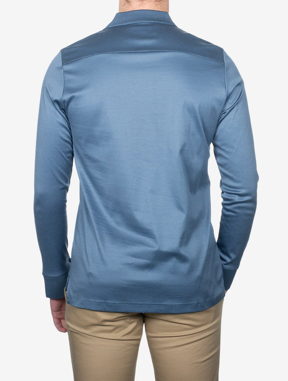 Long Sleeve 2 Button Polo Shirt Light Blue - Image 3