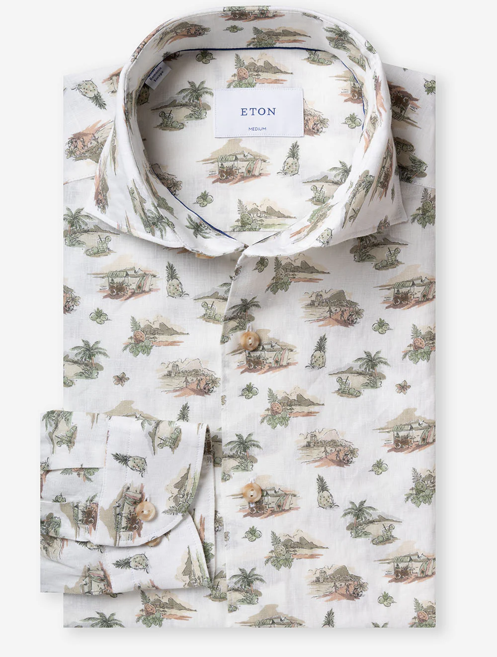 Motif Linen Shirt Green