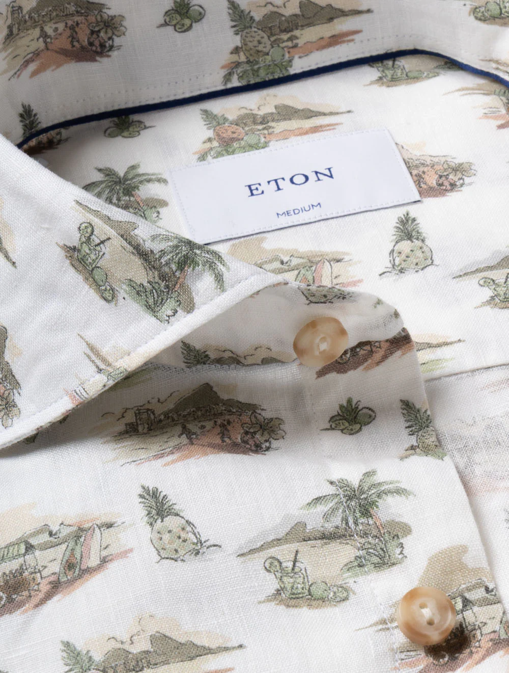 Motif Linen Shirt Green - Image 3