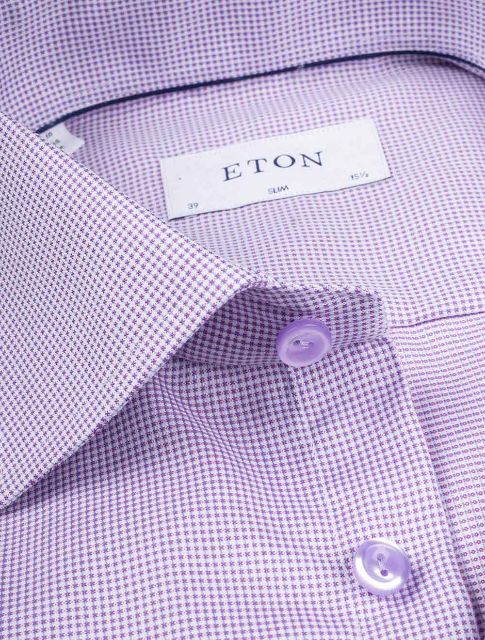 Slim Fit Pin Dot Twill Shirt Purple - Image 3