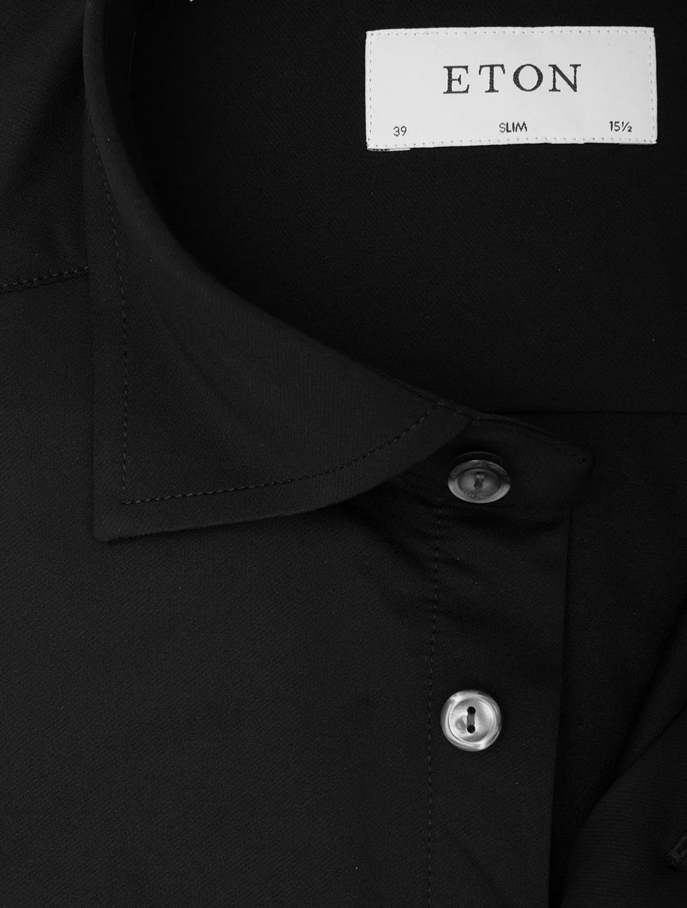 Slim Fit Semi-Solid Four Way Stretch Shirt Ebony Black - Image 3