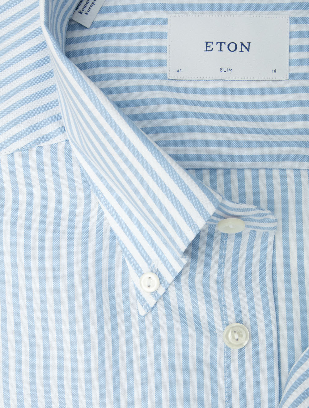 Slim Fit Stripe Signature Oxford Shirt Light Blue - Image 2