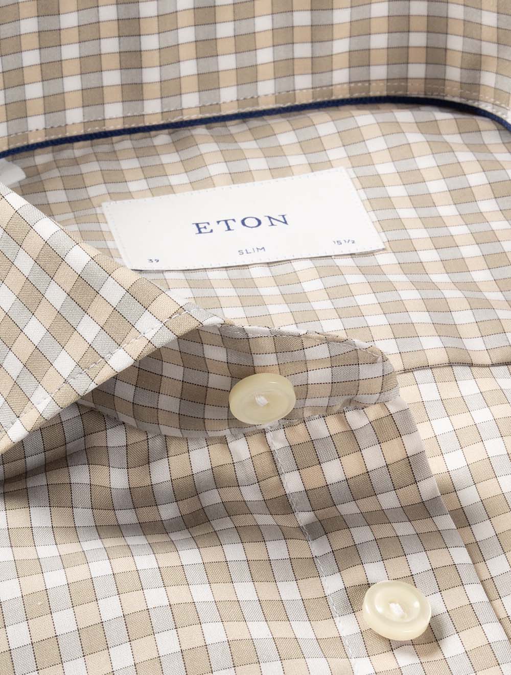 Slim Check Poplin Shirt Brown - Image 3