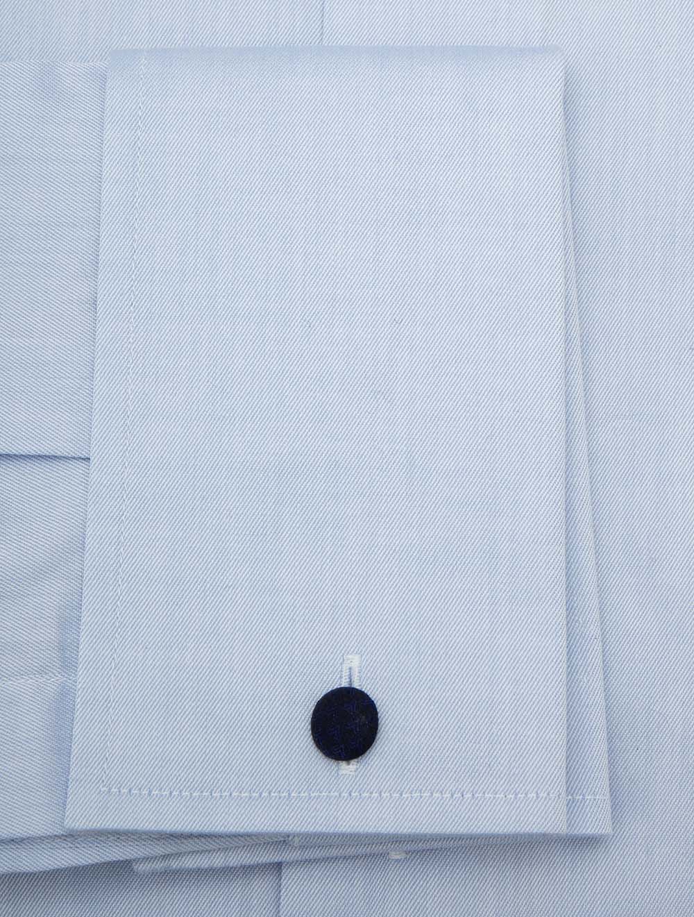 Slim Fit Eton Double Cuff Plain Shirt Blue - Image 4